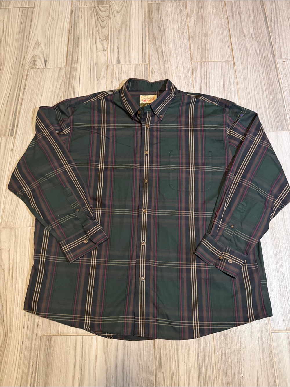Cabela's Dark Green Plaid Button-Down Shirt